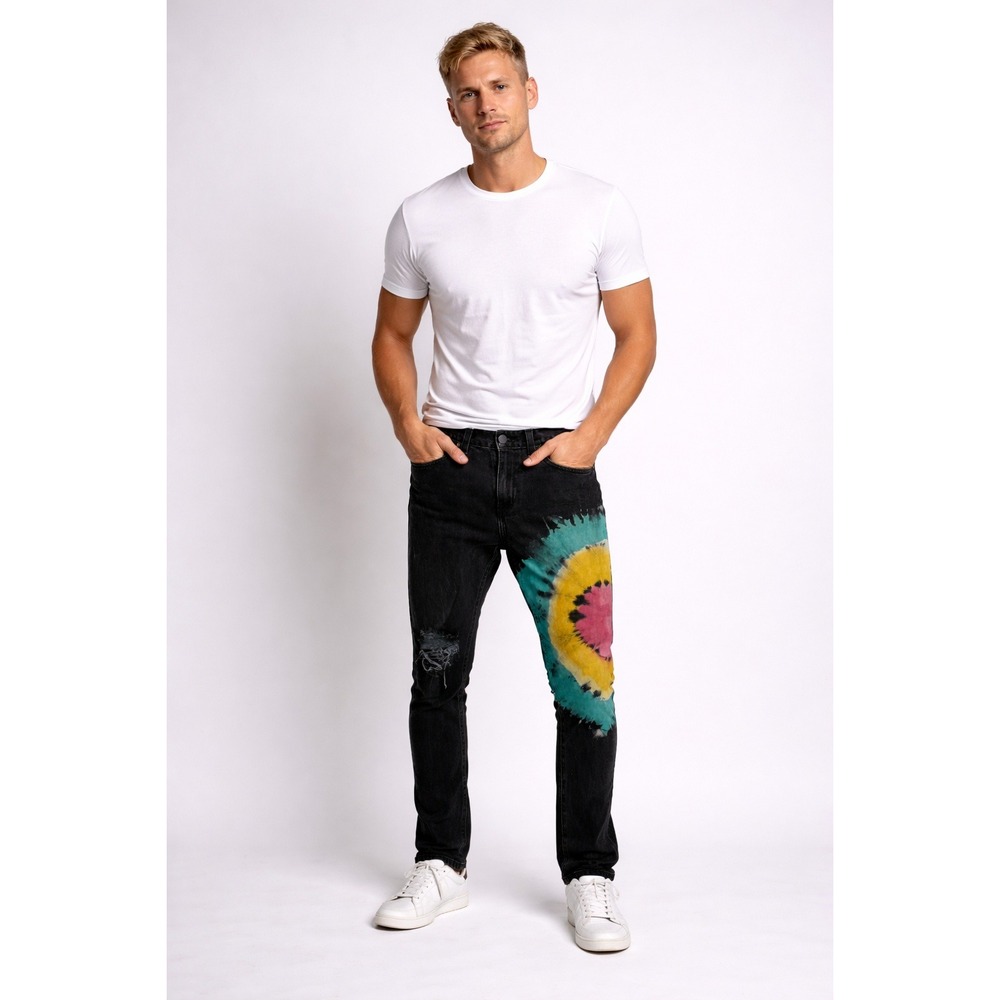 GOLDEN Denim Black Tie Dye Distressed Grunge Jeans‎ Size 30
